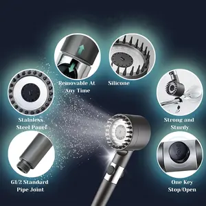 Ion Drop Shower Head with Handheld Filter, Multiple Spray Modes Turbo Booster, Built-in Filter On/Off Switch, Handheld Turbo Shower Head