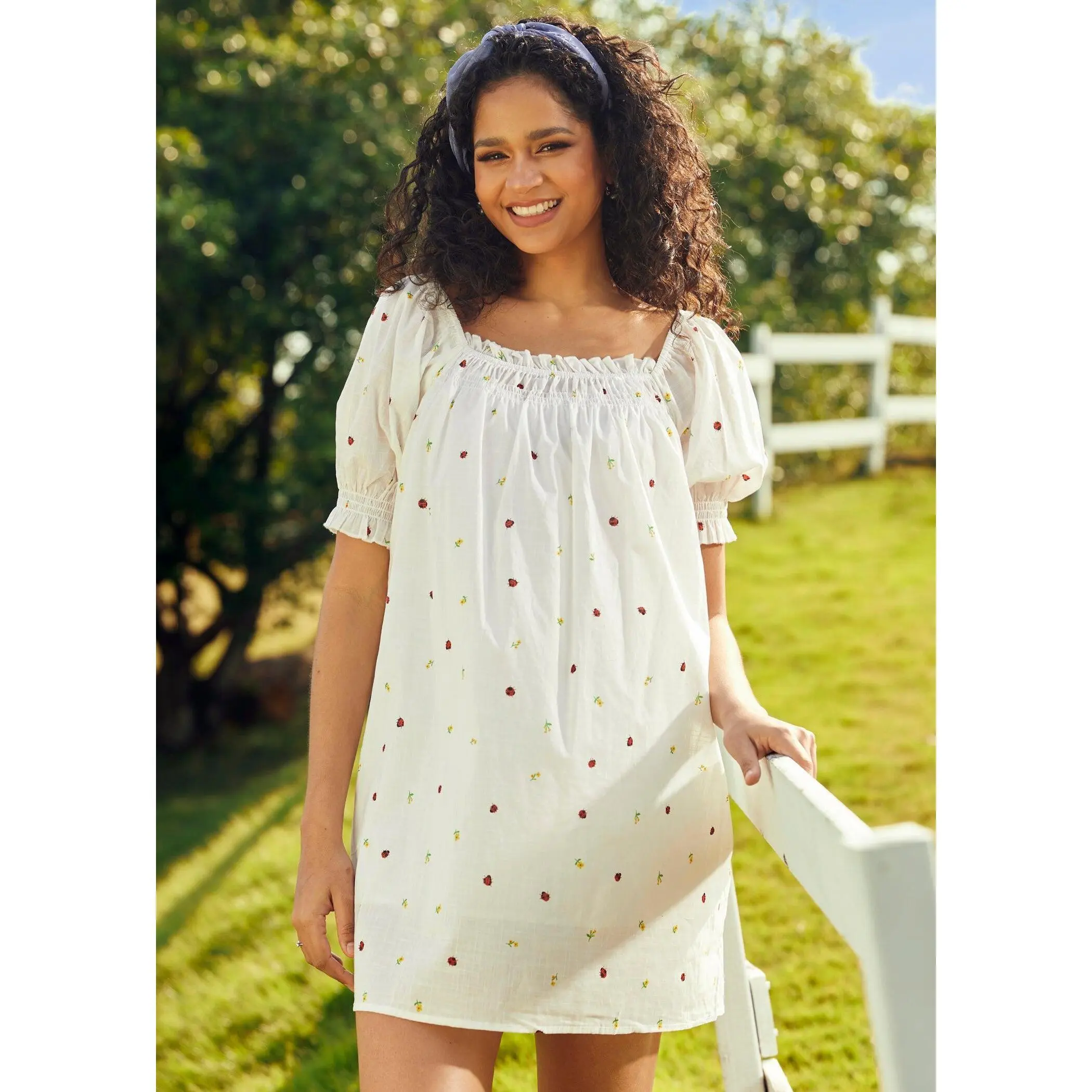 tale to tell blue and ivory embroidered shift dress Baltic Born Womens Dara Maxi Dress | Ivory + Blue Print main image 1