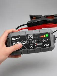 GBX45 1250A Portable Car Jump Starter, Safe Start Booster for 12V Vehicles, Power Bank with Cables, for Up to 6.5L Gas and 4.0L Diesel Engines
