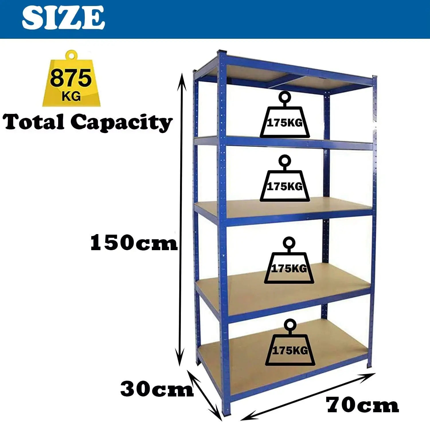 Shelving Units,5 Tier Garage Shelf Unit Metal Shelves Storage Boltless Rack,Workshop Adjustable for Warehouse,Home,Office&Pantry