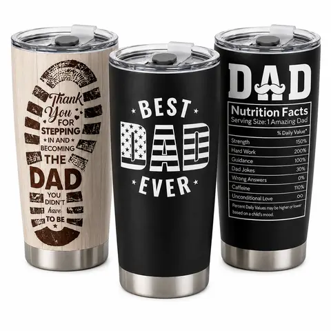 Best Dad Ever Nutrition Facts 20oz Tumbler, Stainless Steel Vacuum Insulated Portable Travel Mug Coffee Thermal Cup, Men Gift on Father's Day