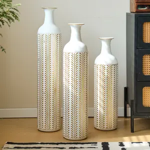 ARCH Floor metal vase modern style decoration home white metal vase 3-piece set gorgeous home decoration large glazed metal vase