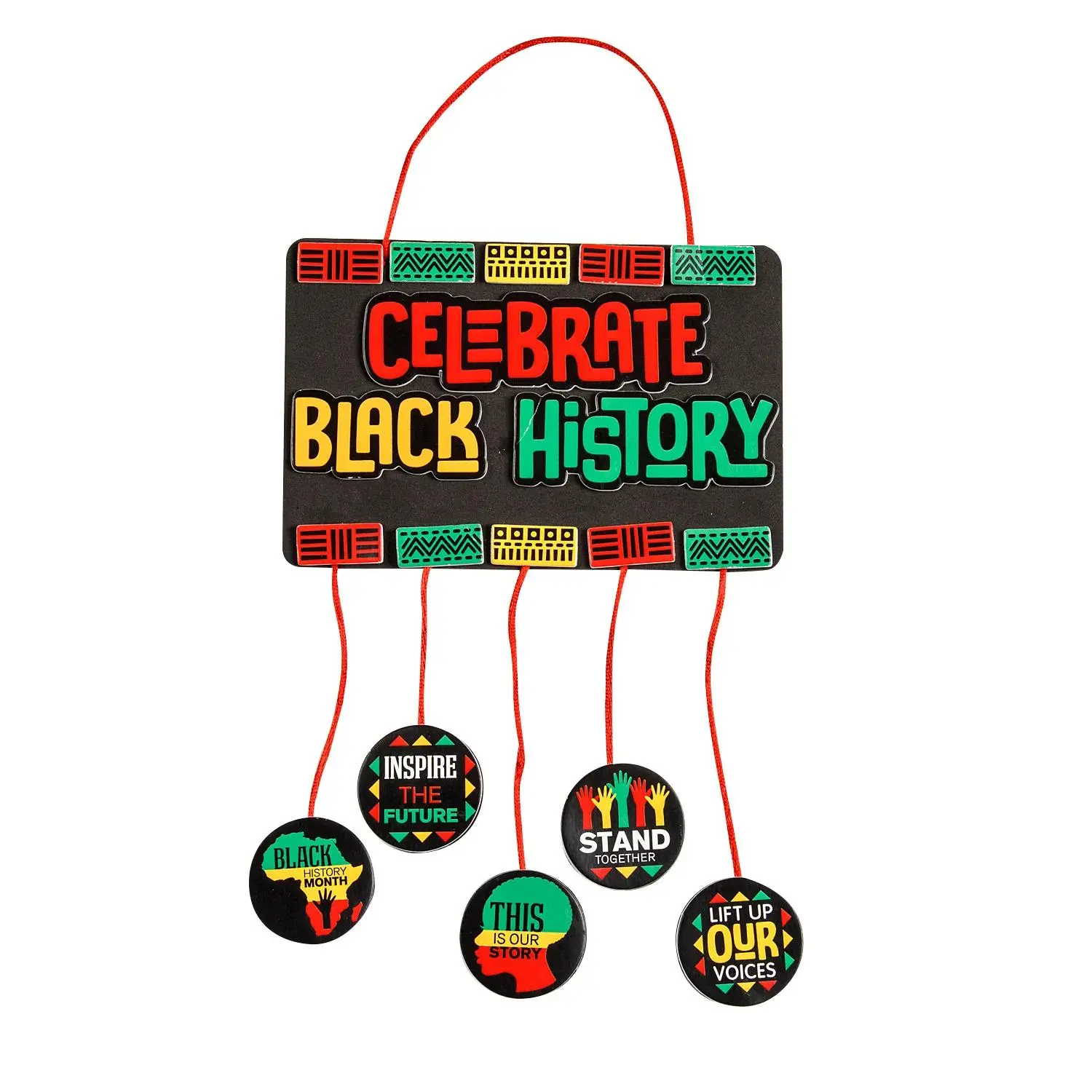 Black History Month Multicolor Foam Mobile Craft Kit - 6x7.25in, Makes 6, Handmade DIY Tapestry Decor with Satin Backdrop Hanger, Includes Instructions for Toys & Hobbies Beading Projects, Crafting Fun
