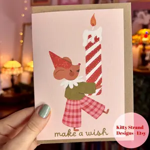 Children's Mouse Birthday Card: Handmade Animal Card for Kids