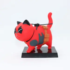 Cute Cartoon Warrior Costume Cat Ornament, Home Decoration Crafts Sculpture Prop, Unique Decorative Item for Living Room & Bedroom