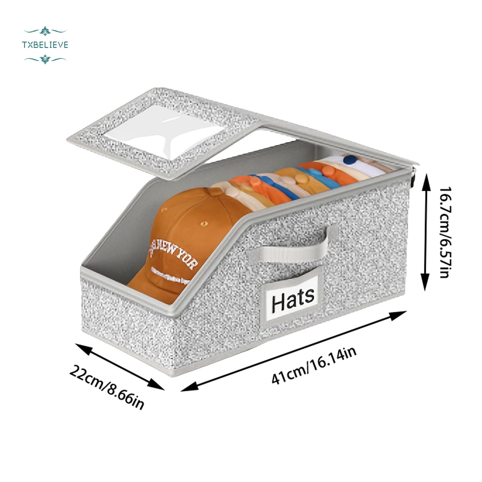 Stackable Hat Storage for Baseball Caps, Holds up to 24 Caps Hat Organizer for Closet, Sturdy Snapback Boxes