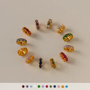 Infinity Birthstone Charm by Caitlyn Minimalist - Custom Gemstone Charms for Necklace - Dainty Gold Bracelet Charms - Cubic Zirconia Crystal Pendant for Hoop Earrings - Birthstone Jewelry - Birthday Gift for Friend