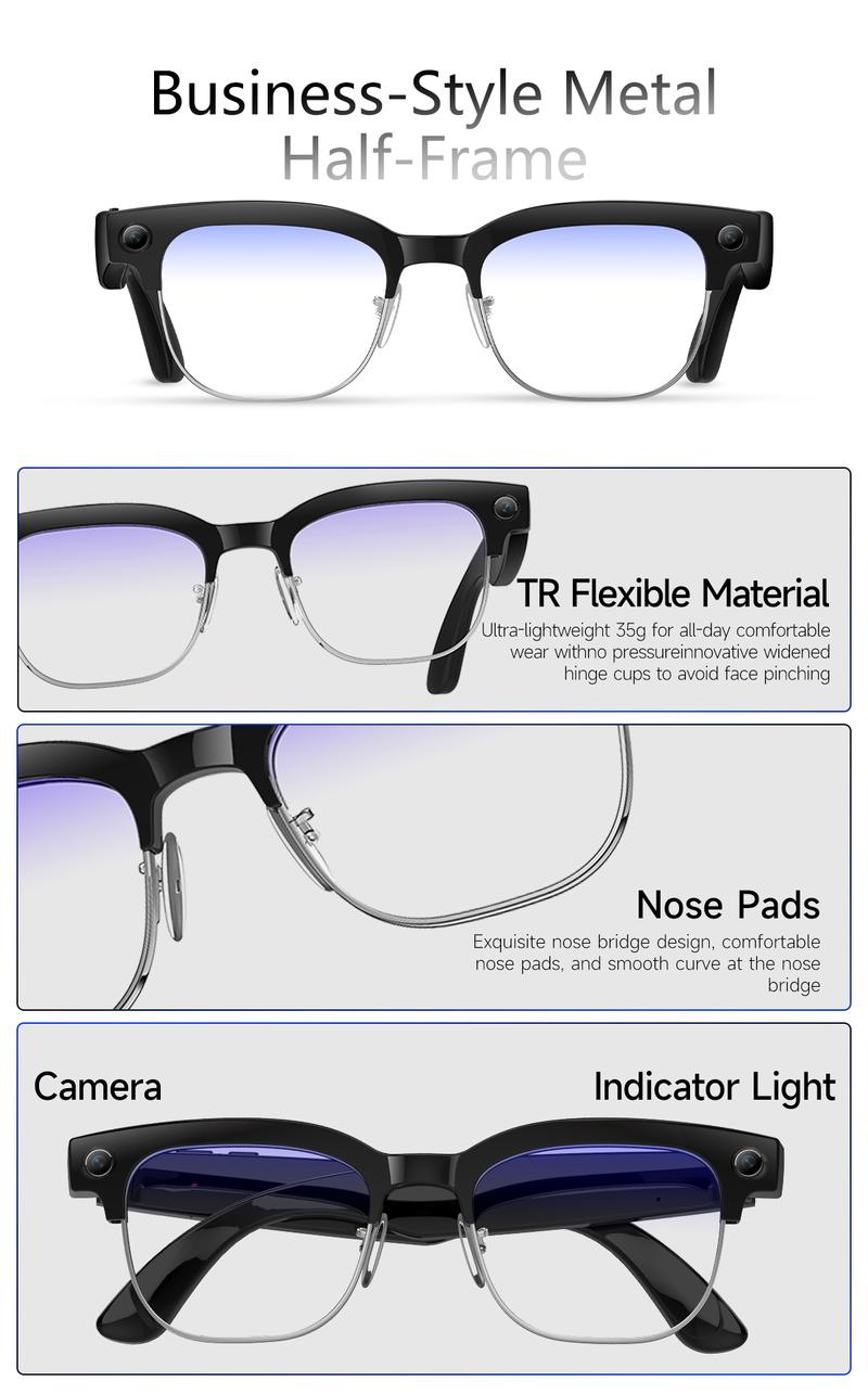 Smart AI Camera Glasses with 8MP Photochromic Lenses ,Button Touch Adjustment for Travel Outdoor Adventures Hands-Free Photography 160+Languages Real-Time Translation Bluetooth Wireless Wearable Video Recording UV Protection ,Black Friday & Cyber Monday Smart AI Camera Glasses with 8MP Photochromic Lenses ,Button Touch Adjustment for Travel Outdoor Adventures Hands-Free Photography 160+Languages Real-Time Translation Bluetooth Wireless Wearable Video Recording UV Protection ,Black Friday & Cyber Monday