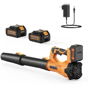 Leaf Blower Cordless, 650 CFM/170 MPH, 6-Speed Levels with 2 X 4.0Ah , Handheld Leaf Blower, Electric Blowers for Lawn Care, Garden, Yard (Yellow & 2 )