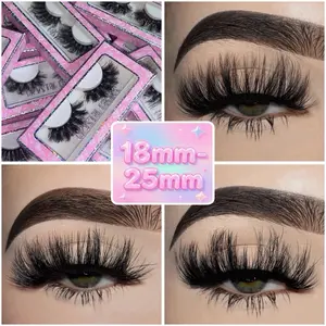 18mm-25mm Fluffy Lashes 1 Pair Long Length Dramatic Full Volume High Quality Faux Mink Strip Eyelashes Bold Eye-Catching Style for Dramatic Look Cosmetic Makeup
