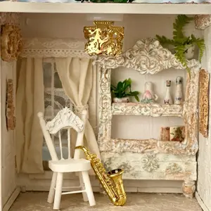 Handmade Miniature Music Study Room Decoration - Unique One-of-a-Kind Decorative Piece with Unique Character and Decorative Elements