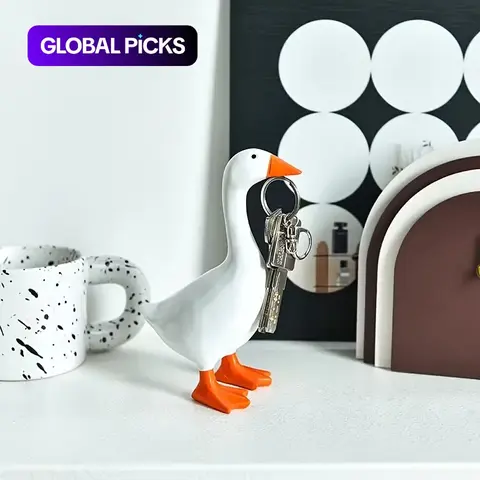 Elegant Resin Goose Desktop Sculpture for Home Decor, Dual Key Holder and Tool Rack, Large Minimalist Resin Animal Statue Gift for Bedroom, Office and Hotel, Resin Statues, Resin Animal Sculptures #GLOBAL PICKS