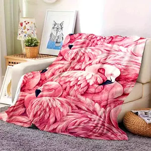 Flamingo Print Soft Blanket, Ultra Soft Warm Multi-Purpose Easy Care Throw for Sofa Office Bed Camping Travel All Seasons Gift