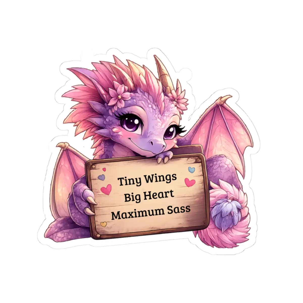 Sentimental Character-Based Heart Design Dragon Stickers - 4 Sizes, Tiny Wings, Big Heart, Maximum Sass, Emotionally Supportive, Bright True-to-Art Glossy Colors, Eco-Solvent Ink Printing, Kiss-Cut Vinyl - for DIY Scrapbooking & Stamping (Toys & Hobbies)