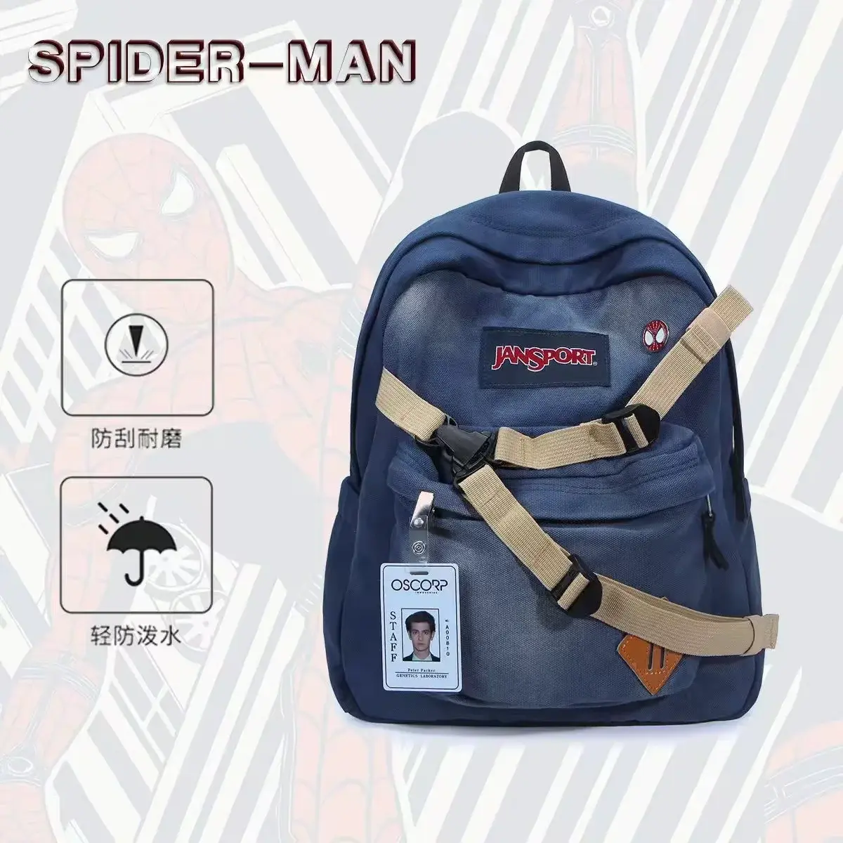 Spider-Man Denim Backpack Spiderman Bookbag Andrew Garfield Backpack Travel BookBag Laptop Bag for Birthday Gift 40X30cm