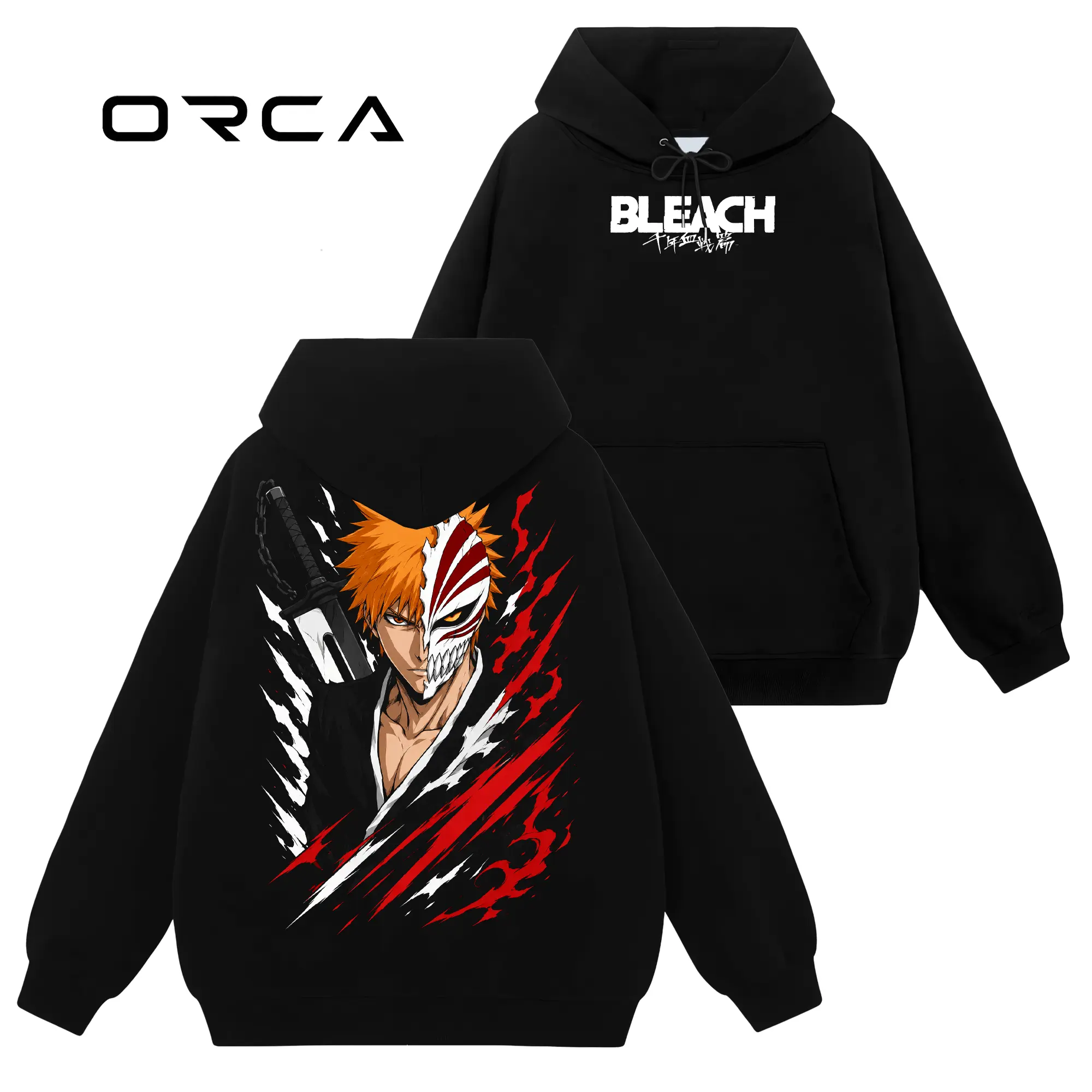 [Orca Fashion] Kurosaki Ichigo - Bleach #214 Hoodie T-Shirt Sweatshirt, Retro Vintage Unisex Graphic 90s Cotton, Gift For Wibu, Anime Manga Y2K Streetwear