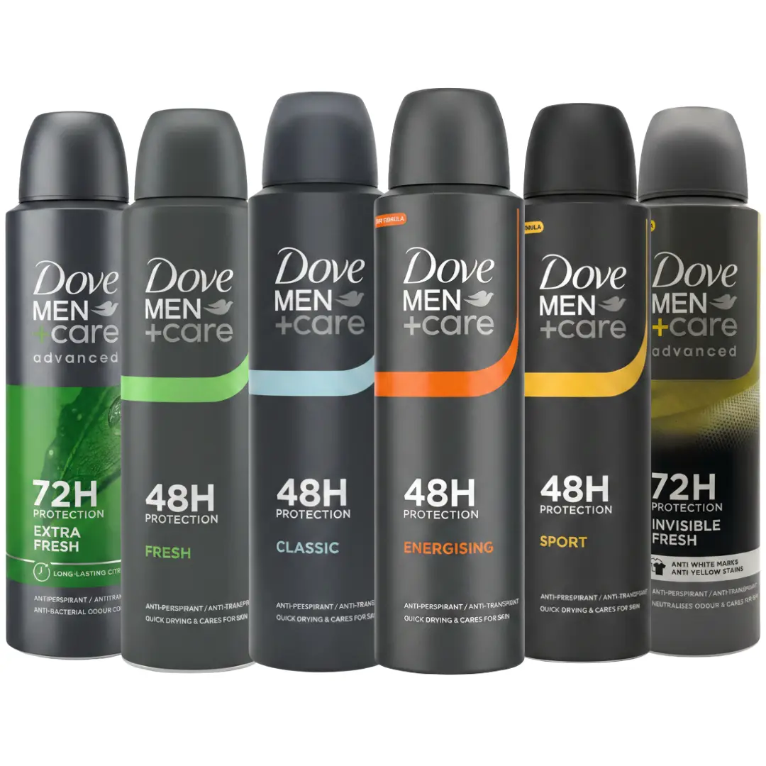 Dove Men+Care Antiperspirant Deodorant Spray 6-Pack Variety Mix 150mL Each | Random Assortment