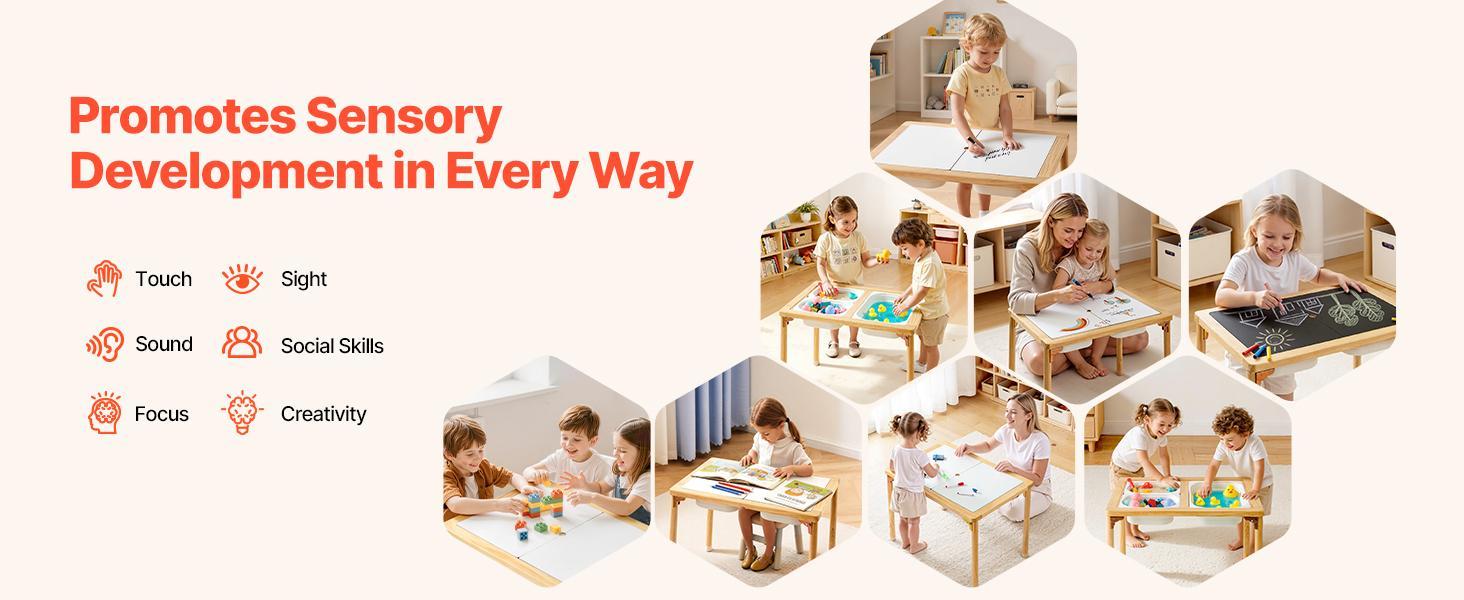 VEVOR Pine Folding Activity Table for Toddlers, Foldable Wooden Play Desk with Double-Sided Board, Storage Bins, Non-Slip Feet, Toddler Art Desk for Kids' Sand-Water Play, Drawing, Studying#BackToSchool VEVOR Pine Folding Activity Table for Toddlers, Foldable Wooden Play Desk with Double-Sided Board, Storage Bins, Non-Slip Feet, Toddler Art Desk for Kids' Sand-Water Play, Drawing, Studying#BackToSchool