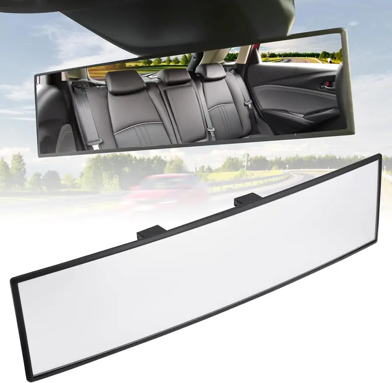 SINGARO Car Rear View Mirror  Anti-glare Panoramic Rear Mirrors Universal 11 Inch Convex Car Interior Clip on Extra Big Wide Angle Rearview Mirror Extender to Reduce Blind Spot for Car SUV Trucks