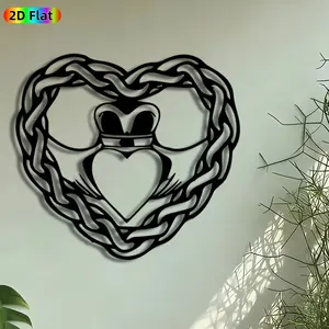 1pc Claddagh Heart Metal Wall Art, Celtic Knotwork Statue Mural, Intricate Craftsmanship, Vintage Ironwork, Perfect for Valentines Day, Wedding Decor, Perfect for Living Room Bedroom Bar Decor, Ideal Gift for Celtic Culture Enthusiasts.