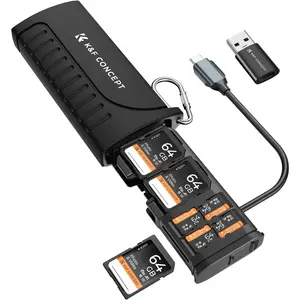 K&F CONCEPT 2-in-1 SD Card Reader Adapter, UHS-II/SD 4.0/Micro SD/USB 3.1 Type-C Dual Slots High-Speed Flash Card Case Compatible with Cameras, Drones, Action Cameras, Phones, Laptops