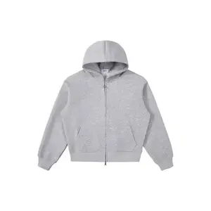 600 GSM Heather Grey Zip-Up Hoodie for Casual Wear – Fitted Sweatshirt