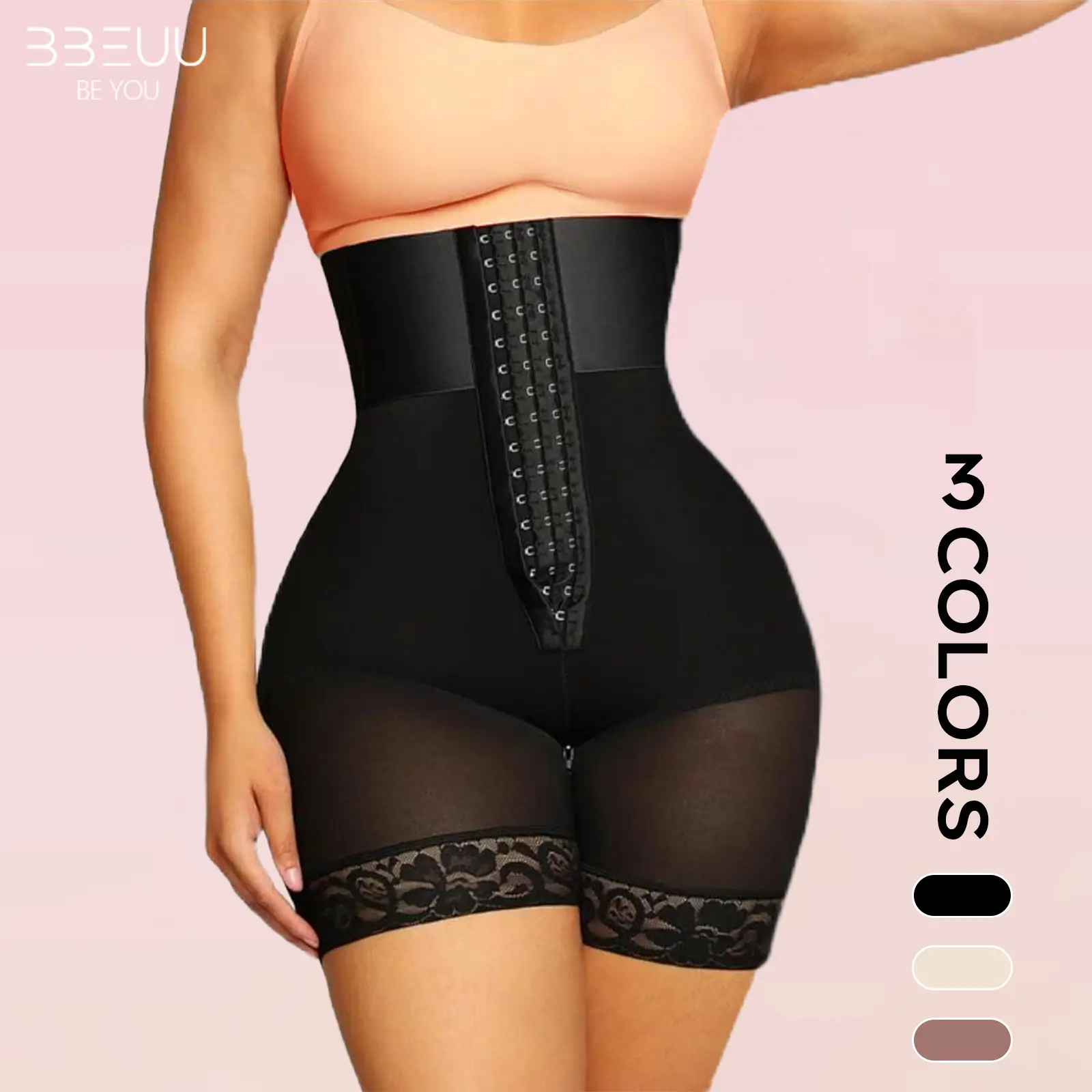 BBEUU S-3XL Women's BBL High Waist Girdle Shorts - Tummy Control Fajas for Flat Belly & Butt Lift - Must-Have Compression Shapewear - Comfortable, Ele