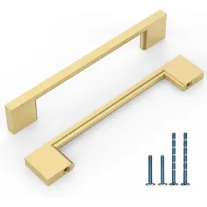 10 Pack 5 Inch(128mm) Kitchen Cabinet Handles Brushed Gold Cabinet Pulls Kitchen Cabinet Hardware Drawer Pulls for Cupboard Wardrobe