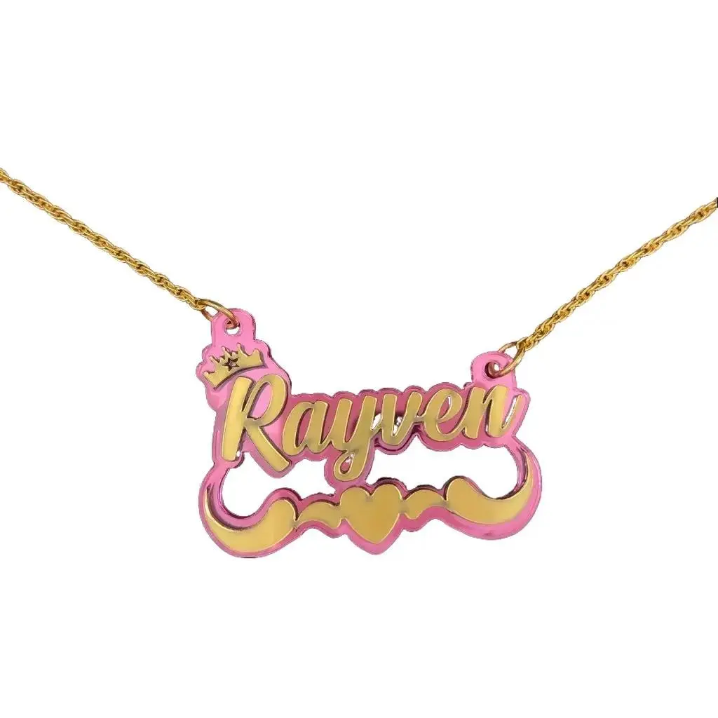 Personalized Heart and Swirl with Crown Custom Name Necklace - Any Design, Gold/Silver Chain, Unique Gift for Birthdays & More