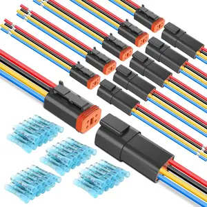 Nilight 4-Pin DT Connectors, 16AWG 6-Kit Male-Female Electrical Connectors, Durable Reliable Waterproof Protective Plug-and-Play w/Heat Shrink Butt Terminals for Automotive Cars, Marine Boats, Durable Reliable Connectors, Waterproof Protective Connectors