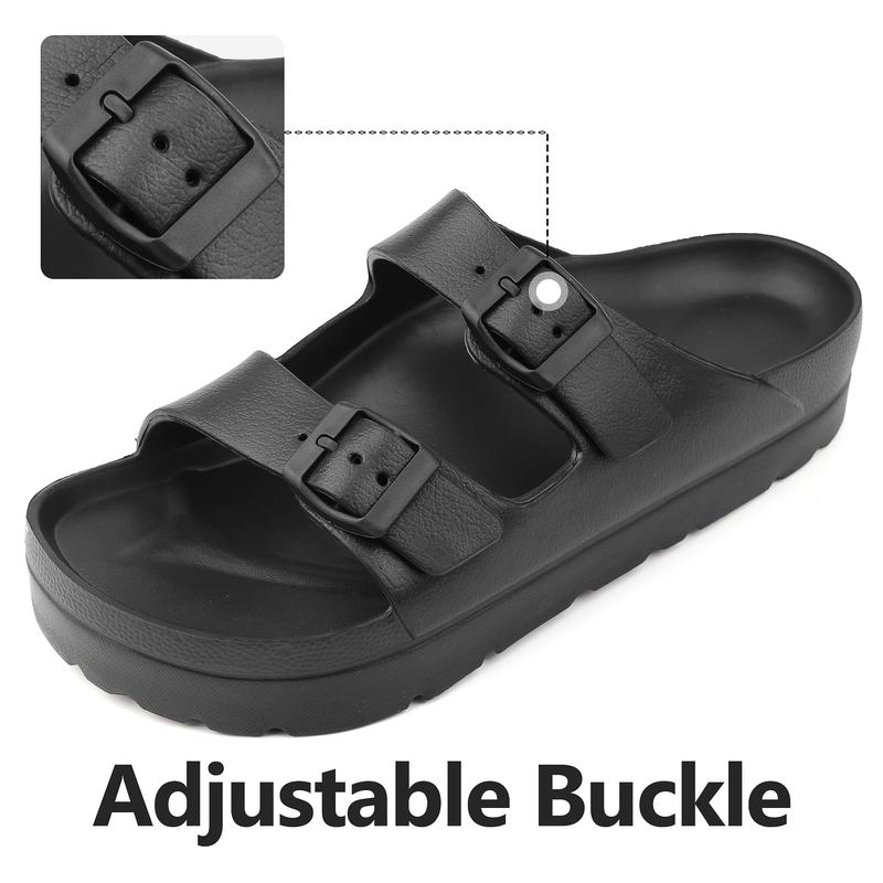 2026 New EVA Thick Bottom Casual Slippers with Height Increase for External Wearing, Cool Slippers with Double Buckles, Lightweight and Anti slip Beach Shoes for Women