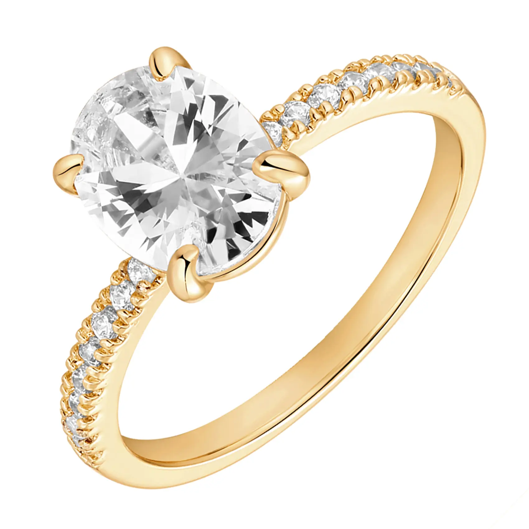 PAVOI 14K Gold Plated Women's Oval Engagement Ring | Wedding Ring PAVOI 14K Gold Plated Women's Oval Engagement Ring | Wedding Ring