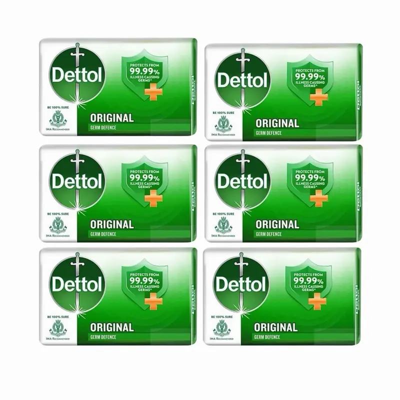 Dettol Original Antibacterial Soap (100g, Pack of 6) - Moisturizing, Hydrating Scented Bar for Personal Care Daily Cleansing