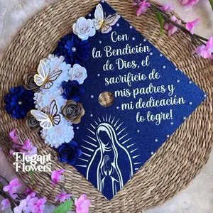 Custom Graduation Cap - with Customizable Colors, Complimentary Velcro, Butterfly & Leaf Design