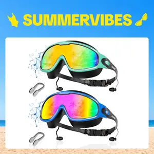 Aegend Adult Wide-View Swim Goggles - Anti-Fog, UV-Protective, No-Leak Swimming Goggles with Ear Plugs for Men & Women, Adults