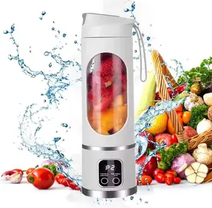 Multifunction Blender with Digital Display - USB Rechargeable Mixer with 12 Stainless Steel Blades & 16 Oz/450ML Cup for Shakes, Smoothies, and Baby Food. Easy to Use & Quick Clean for Family Kitchen Hacks, Healthy Living Gadgets, Valentine's Day mini jui