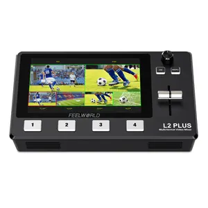 FEELWORLD L2 Plus Multi Camera Video Mixer Switcher with 5.5 inch LCD Touch Screen PTZ Controller Chroma Key 4 HDMI Inputs USB3.0 Output Format Real Time Production Live Streaming Built in Cooler