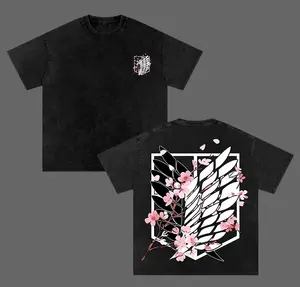 Attack On Titan Anime Unisex Tee, Wings Of Freedom AOT Shirts - Eren Acid Wash Shirt Graphic Tee Casual Menswear Soft Top Sweater, Hoodie AOT Streetwear Style Tee
