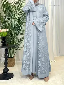 Elegant Lace Embroidered Abaya - Modest Fashion for Women.  Elegant your wardrobe
