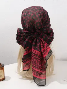 New Floral Chiffon Scarf Shawl for Women, Sun Protection Silk Scarf, Spring Summer Beach Headscarf, Muslim Travel Sunscreen Wrap