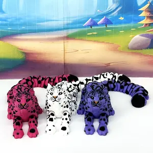 3pcs Articulated White Snow Leopard, 3D Printed Sensory Fidget Toy 6.5 Inches Executive Desk Toy ASL001