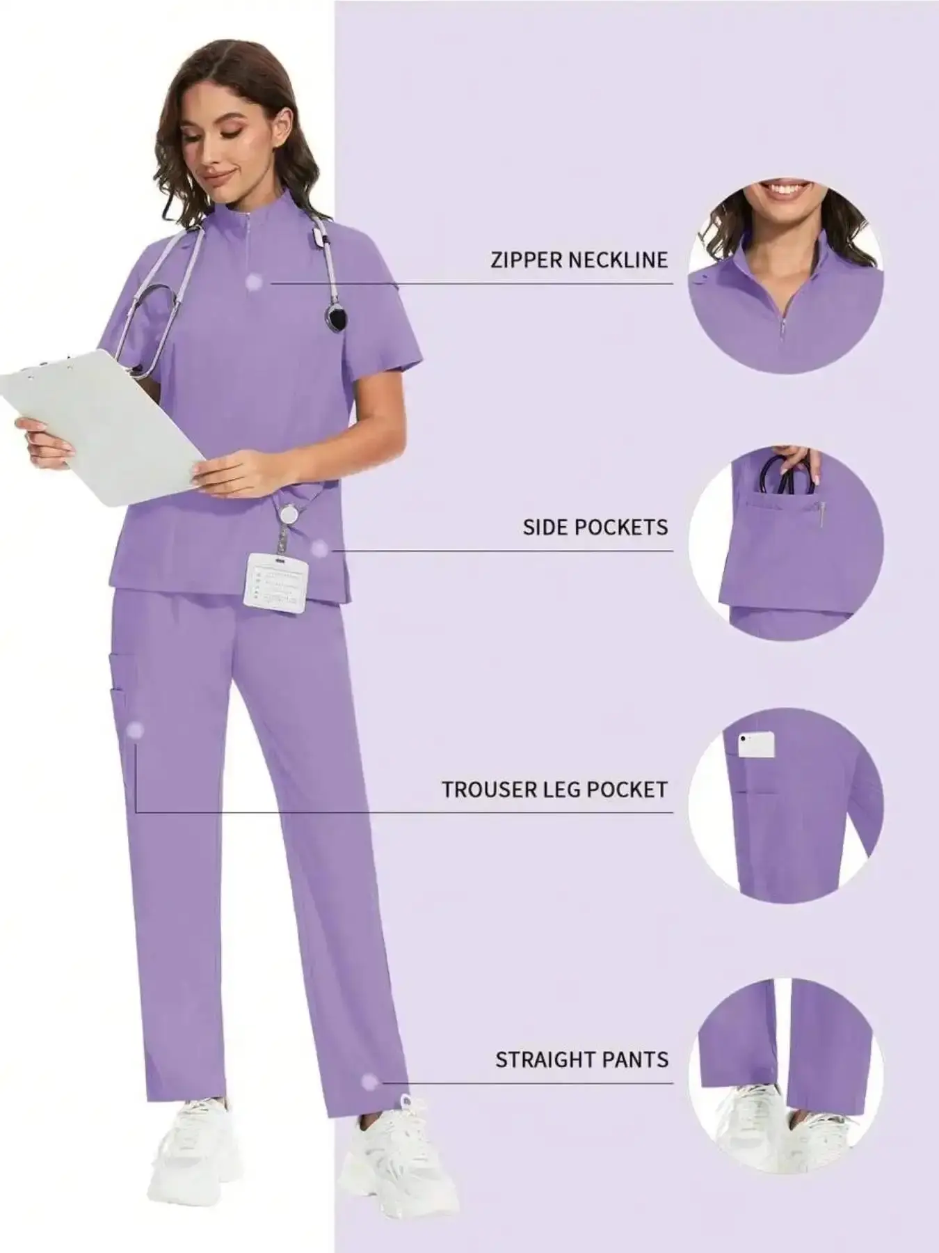 Unisex Summer Care Clothing Uniforms Workwear | Tops and Pants Sets for Beauty Salons, Spas, Pet Hospitals, Aged Professionals loose fit dressed down aesthetic sleek breathable stylish