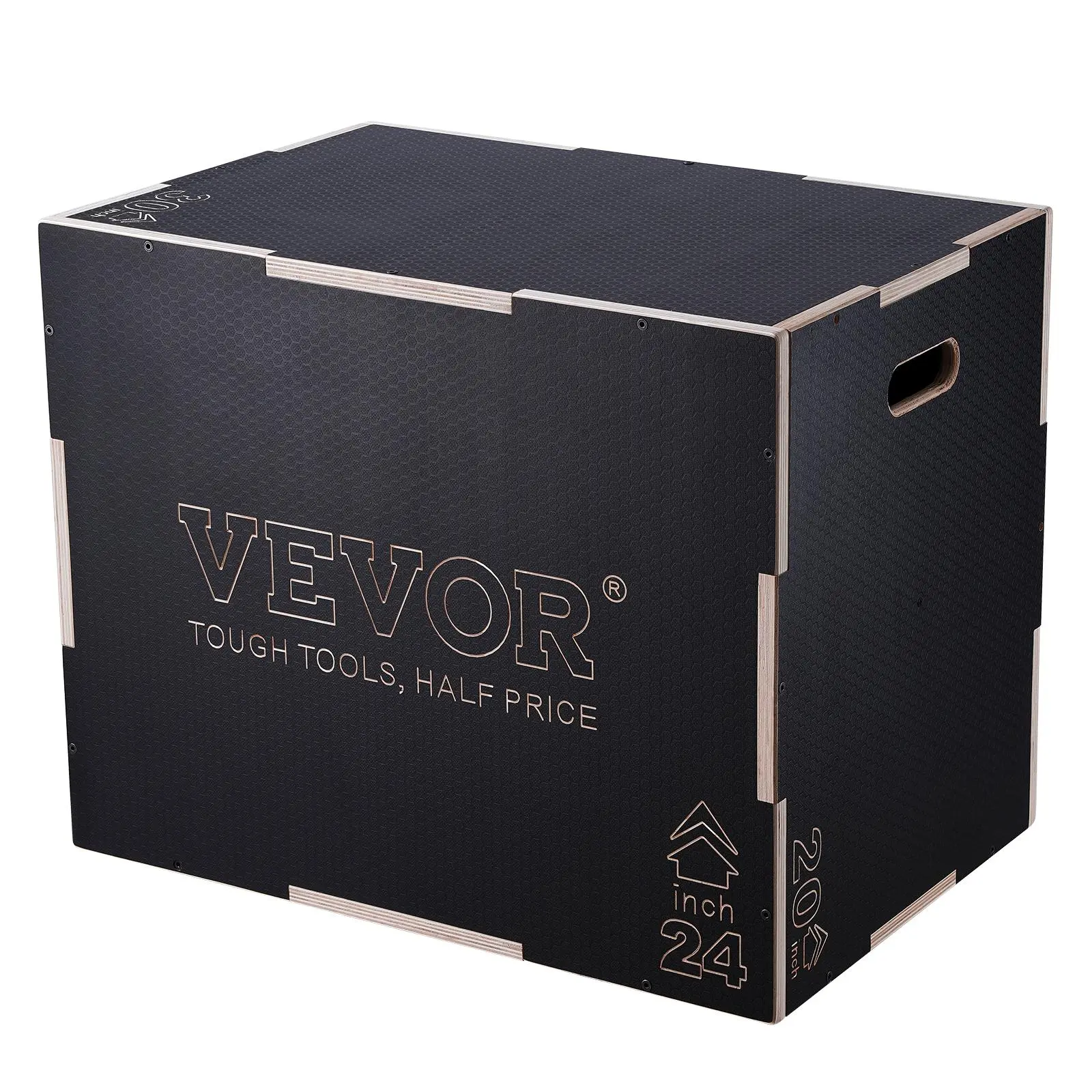 VEVOR 3 in 1 Plyometric Jump Box, 30/24/20 Inch Wooden Plyo Box, Platform & Jumping Agility Box, Anti-Slip Fitness Exercise Step Up Box for Home Gym Training, Conditioning Strength Training, Black#BacktoSchool