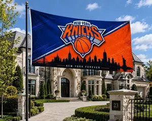 New York Knicks Flag - NYC Skyline Basketball Fan Wall Banner, Man Cave Decor, Collectible Sports Gift (On Sale)