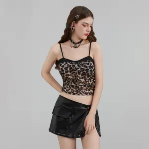 Women Crop Camisole Summer Ruched Spaghetti Strap Tank Tops Sleeveless T-Shirt for Streetwear Clubwear