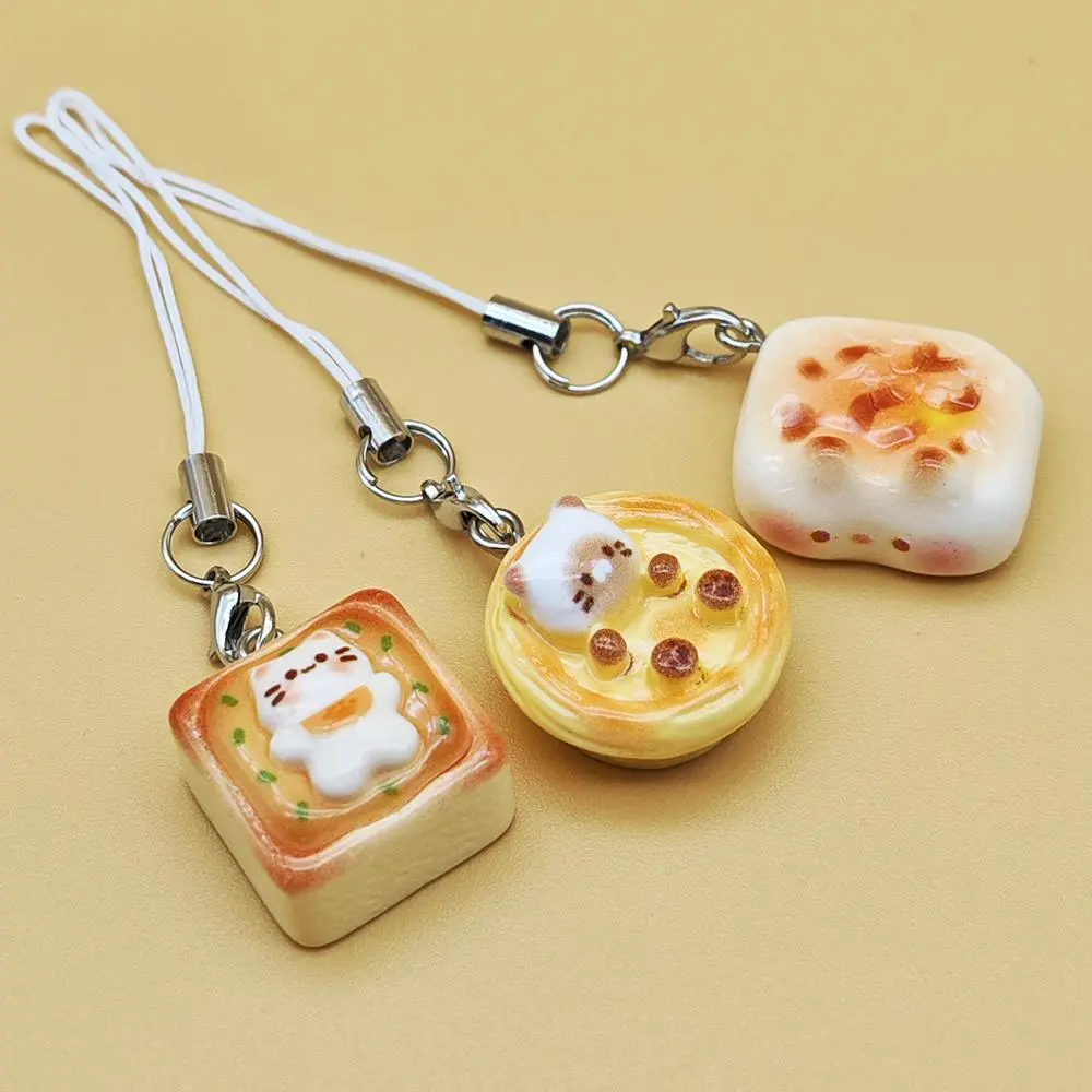 Cute Cat Bread Design Phone Charms, Mobile Phone Chain, Lanyard Pendant for Bags, Phone Accessories, Perfect Gift for Friends, Cell Phone Charm