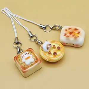 Cute Cat Bread Design Phone Charms, Mobile Phone Chain, Lanyard Pendant for Bags, Phone Accessories, Perfect Gift for Friends