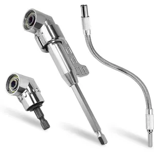 Right Angle Drill Attachment Kit – 105 Degree Right Angle Drill Adapter and 1/4" Hex Shank Flexible Drill Bit Extension for Impact Drivers, and Automotive Repairs in Tight Spaces