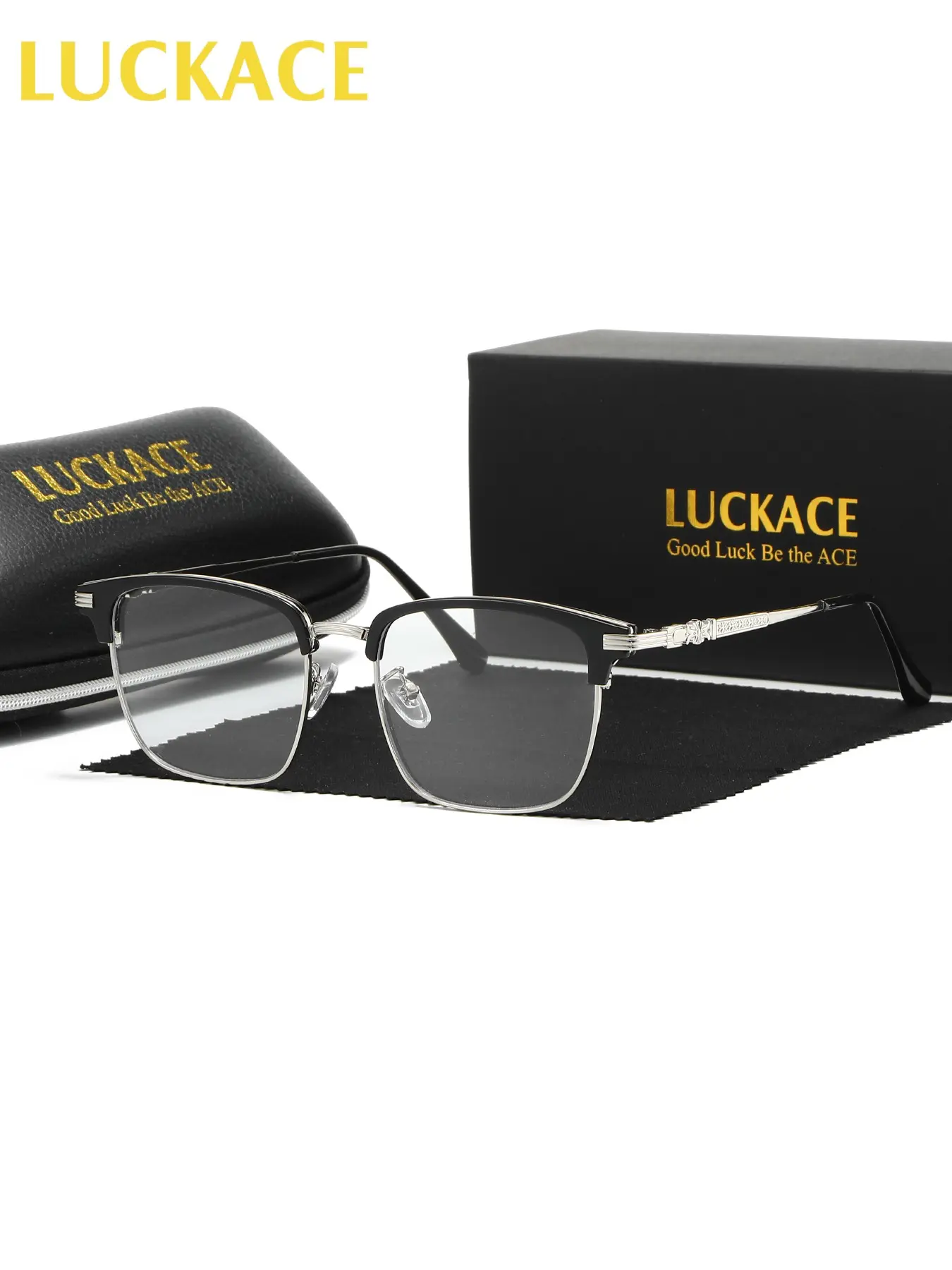 LUCKACE Business And Leisure Pc Material Half Frame Decorative Mirror Frame, Unisex Design, Suitable For Daily Commuting, Outdoor Sports, Travel, Friend Gatherings, Golf, Comfortable To Wear, Versatile Use