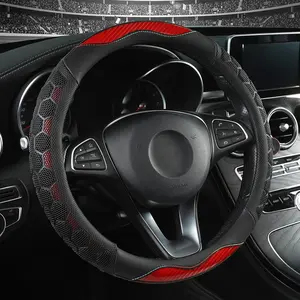 Anti-Slip Football Style Steering Wheel Cover, Honeycomb Design, Quick Turn Breathable Sweat Absorbent Universal Fit